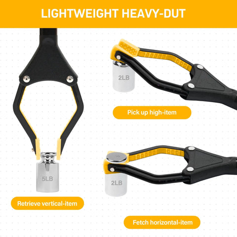 32 Inch Foldable Reacher Grabber With Strong Magnetic Tip Yellow For Seniors Disabled And Post Surgery Recovery A Handy Long Reach Tool For Easy Cleanups Trash Pickup And Hard To Reach Tasks No More Dirty Hands Cleanups