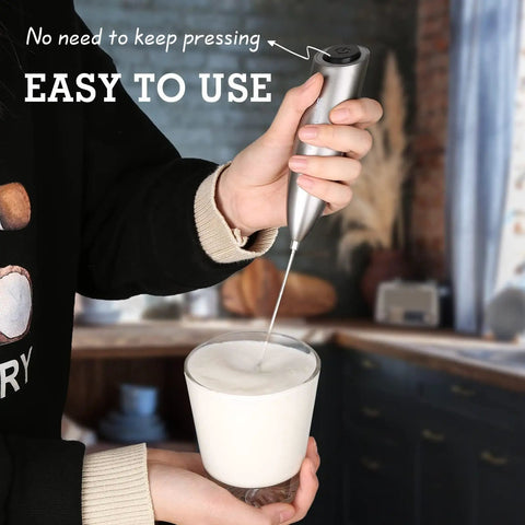 Handheld Milk Frother With Stand, Electric Foam Maker With Stainless Steel Whisk For Cappuccino, Latte And Bulletproof Coffee
