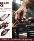 Person using Premium Countersink Drill Bit Set With 82 Degree, Five Flutes, Quick Change Hex Shank for woodworking project