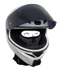 Close-up of helmet with Skull Face Balaclava Dope All Season Gear One Size Fits Most Stretchy Tube Mask for skiing and cycling