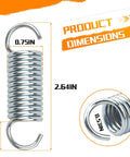Close-up of a 4-Pack 9617 Extension Springs With Hook Ends, Compact 2.64 In By 0.75 In By 0.6 In Size, showing dimensions