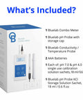 Combo Meter for PH, Temperature and Conductivity in Water With Easy Calibration, Digital EC TDS PPM Tester Kit showing box contents