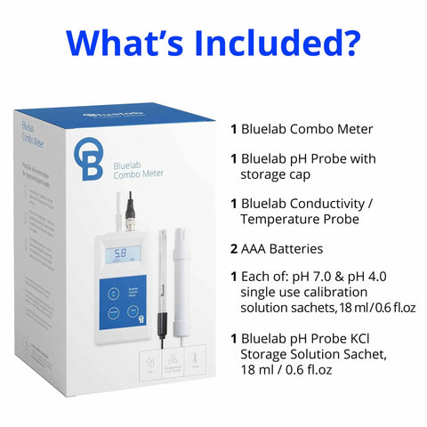 Combo Meter for PH, Temperature and Conductivity in Water With Easy Calibration, Digital EC TDS PPM Tester Kit showing box contents