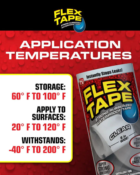 Mini Black Rubberized Waterproof Tape For Quick Seals And Patches, Flexible, Water Tight When Wet, Ideal For Indoor Outdoor Projects Like Roofs, Plumbing, Pools, RVs, And Diy Craft Hacks application temperatures chart.