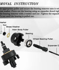 Components of Heavy Duty Wheel Bearing Puller And Press Kit For Harley Davidson Motorcycles including washer, puller, and dowel.