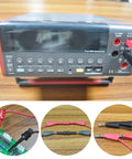 Alligator Clip To Banana Plug Multimeter Lead Set With Mini Hooks, 3 Pairs, Stackable plugged into red true RMS multimeter