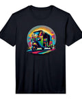 Fresh Mens Dope Rickshaw Graphic Tee For Tropical Asia Travel Adventure With Breathable Lightweight Performance Shirt And Bold Pop Art Vibes That Bring The Summer Vacation Energy featuring a vibrant rickshaw graphic on a black moisture-wicking tee.