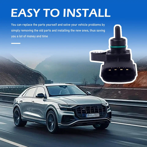Direct Fit Map Sensor Replacement For Kia Vehicles shown with scenic road and SUV backdrop