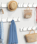 White Wall Mount Coat Rack 4 Pack With 16 Hooks The Go To Key Holder And Bag Hanger featuring hats, keys, bags, and leashes