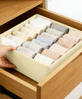 Foldable Drawer Organizer Bins For Clothing And Accessories, Space Saving Closet And Dresser Storage Boxes, Collapsible Dividers For Underwear Bras Socks Beige Large in drawer