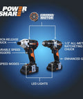 Nitro 20V Brushless Drill Driver And Impact Driver Combo showcasing features and design with Power Share technology