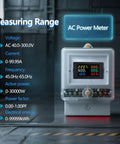 AC Power Meter Panel Gauge With 40 To 300V Range And 100A Input, Digital Multimeter With Color LCD Display showing electric parameters