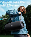 Person carrying Monster Bass 120W Outdoor Bluetooth Speaker Boombox With IPX6 Waterproof Build Dual 45W Subwoofers