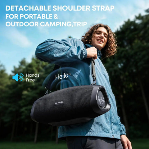 Person carrying Monster Bass 120W Outdoor Bluetooth Speaker Boombox With IPX6 Waterproof Build Dual 45W Subwoofers