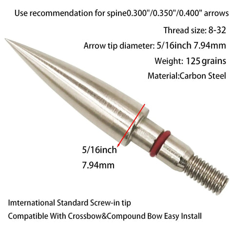 Archery Field Points Practice Tips 100 125 150 200 300 Grains Screw In Arrow Tips For Recurve And Compound Bow