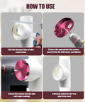 Image showing steps to use 9-Piece PVC Pipe Reamer Kit With Fitting Saver And Socket Saver Plumbing Tool Set For Schedule 40 PVC Pipes.
