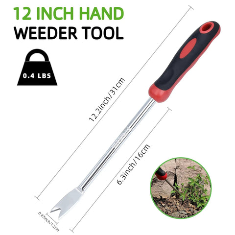 Two Prong Weed Puller Tool With Soft Grip Handle Stainless Steel Dandelion Weeder Easy Weed Removal For Lawn Garden And Farm