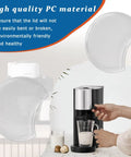 2 Pack Replacement Water Tank Lids For Vertuo Next And Krups XN910 Series Coffee Machines showing clear lid and coffee machine