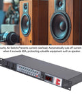Rock Solid Power Sequencer And Rack Mount Conditioner delivering 2000 Watts of clean power, featuring LCD display and outlets.