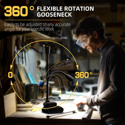 Boss Level Ultra Bright 2000 Lumen Magnetic Gooseneck Work Light, Rechargeable 5000mAh, 360 Degree Flexible Mechanic Lamp With Hook in workshop setting