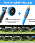 Retractable Garden Hose Reel Wall Mount With 100 Ft Hose showing 10-pattern nozzle and replacement sprinkler
