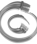 Stainless Steel CV Boot Clamp Kit For ATV And UTV Drives, Beefy Heavy Duty Adjustable Axle Joint Crimp Clamps in spiral layout.