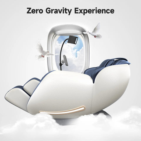 Full Body Massage Chair With Phone Controller And Heart Health Readout Zero Gravity 3D SL Track Recliner in blue
