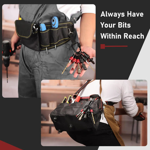 Person using Non Slip Bit Holder Set 6 Piece Pro Grade One Quarter Inch Drill Bit Holder Key Chain With Impact Bit Holders.