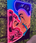 Lit Romantic Couple Neon Sign Led Wall Decor For Bedroom And Living Room, UV Printed Modern Neon Art 13.33 X 20 Inches, Easy Mount