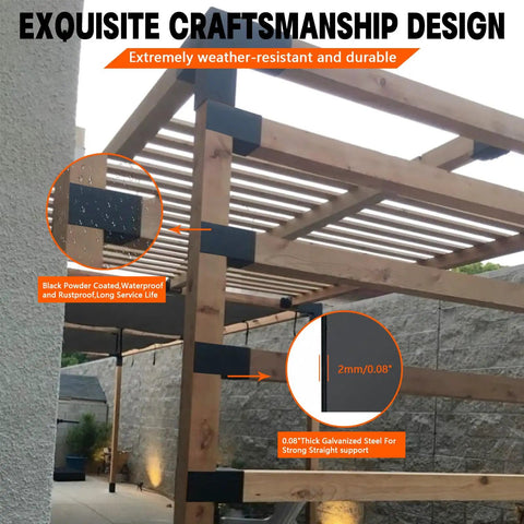 Heavy Duty Do It Yourself Pergola Bracket Kit For 4x4 Posts I Shaped Rafter Connectors With Stainless Steel Screws For Outdoor Gazebos Porches And Log Cabins 1 Pack