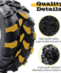 Beefed Up Tubeless All Terrain Tractor Tires Set For ATV And UTV, close-up of tread pattern and rubber texture details