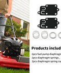 Carburetor Diaphragm Gasket Kit For 270026 272538 272538S 272637 includes diaphragms, springs, and caps next to lawn mower
