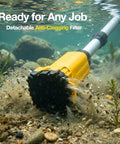 Heavy Duty Tough As Nails Cordless Stick Water Transfer Pump For Gasoline Diesel And Fuel Liquid Moving Tool Only Compatible With 20 Volt Power Tools No Sweat submerged underwater showing detachable anti-clogging filter.