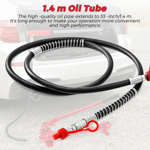 10 Ton Porta Power Hydraulic Jack Kit With 4.6 Ft Oil Hose And Storage Case For Auto Body Frame Repair Heavy Duty Truck Garage Equipment High Capacity oil hose, 1.4 m, durable design, convenient operation.