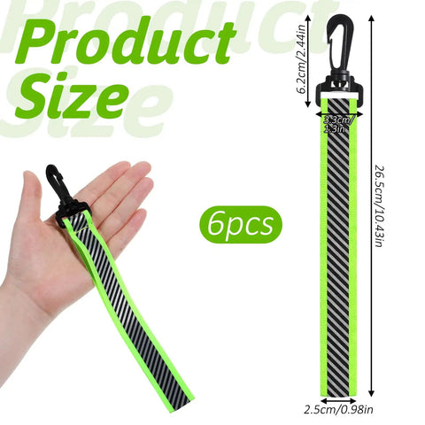 6 Pack Reflective Straps Glow In The Dark High Visibility Backpack Tags For Clothes Size Demo
