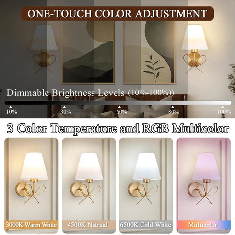 Modern Wireless Wall Sconce Set Of Two With Remote Dimmable Battery Powered LED Lamps Rechargeable Bulbs Included Ideal