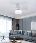 Ceiling Fan with Light 36W Built-in Illumination 6 Speed Settings Color, modern design with three blades, installed in a contemporary living room.
