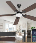 52 Inch Modern Ceiling Fan With Lights And Remote Control, Quiet DC Reversible Motor, displayed in a modern living room.
