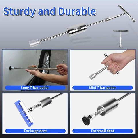 DIY Friendly Car Dent Repair Tool Kit With Stainless Steel Crowbar And Push Rod Hammer For Paintless Dent Removal Hail Damage Fix Auto Body