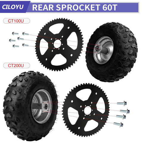 60T Sprocket And 420 Chain Kit For Mini Bikes With 90 Link Rear Chain And 42 Link Front Chain Fits Coleman BT200X CT200U EX CT200U CT100U CC100X Baja MB200 Doodlebug DB30 Predator 212 196cc Engines Easy Install
