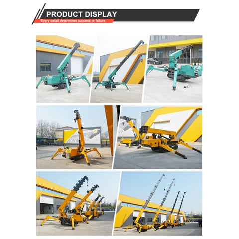 Portable Mini Crawler Crane With Wireless Handheld Transmitter And Dependable Hydraulic Pump Built Tough For Tight Quarters, various models displayed.