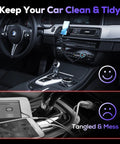 Interior of a car showing clean dashboard with Beast Mode Usb C Car Charger 75W Heavy Duty Slick Metal Housing connected.