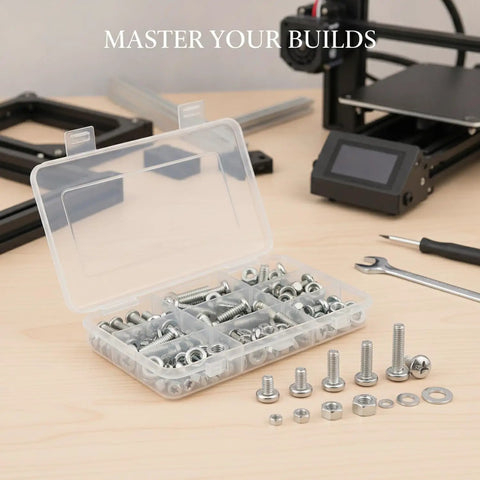 2 Lb Iron Screw And Nut Assortment Kit With 24 Sizes In Durable PP Case 660 Pieces For 3D Printer Builds DIY Repairs Home Projects