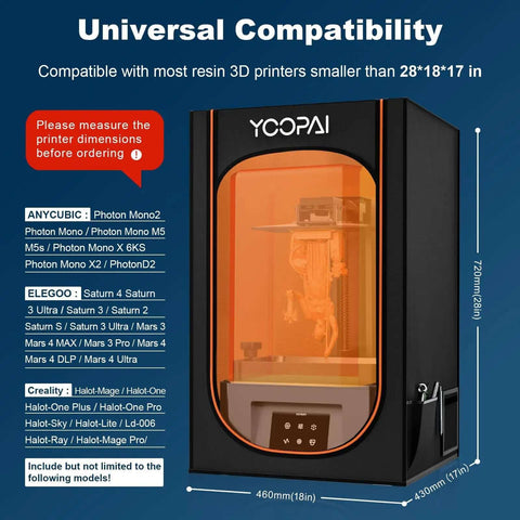Front view of a Resin 3D Printer Enclosure With Built In Ventilation Filter Odor Control Carbon Filter, fits most LCD UV printers.