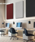 Top Shelf Large Acoustic Panels 2 Pack 48x24 Inches Sound Proof Foam Wall Tiles Heavy Duty Fabric Wrapped on office wall.