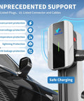 Premium Level 2 Ev Charger 40 Amp 9.6 Kw 240V J1772 Home Wall Station with Nema 14-50 safety features displayed.