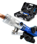 Portable Hydraulic Swaging Tool Kit For Copper Tubing Expands 3/8 To 1 1/8 Inch, aluminum alloy tool in use, case open with components visible.