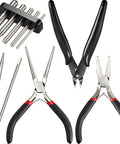 Ten Piece Metal DIY Model Tool Set For 3D Metal Jigsaw Puzzles Assembly With Edge And Tab Bending Tools, Five Cylinder Cone Bend Assist Tools, Nozzle Pliers, Flat Nose Pliers, And Needle Nose Pliers For Quick Build