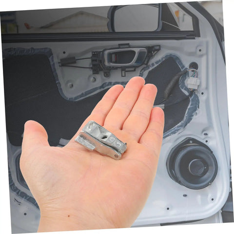 Car Door Handle Hinge Repair Kit Easy DIY Quick Fix For Door Handle Hinge Parts Replacement displayed in hand with car door interior