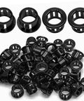 50 Pack Black Snap In Cable Bushing Protectors SB 13 For Three Eighths Inch Cables Nylon Grommet With 1/2 Inch Mounting Diameter